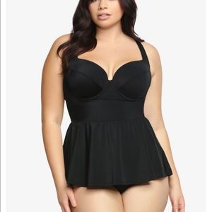 Black Torrid Peplum One Piece Swim Suit